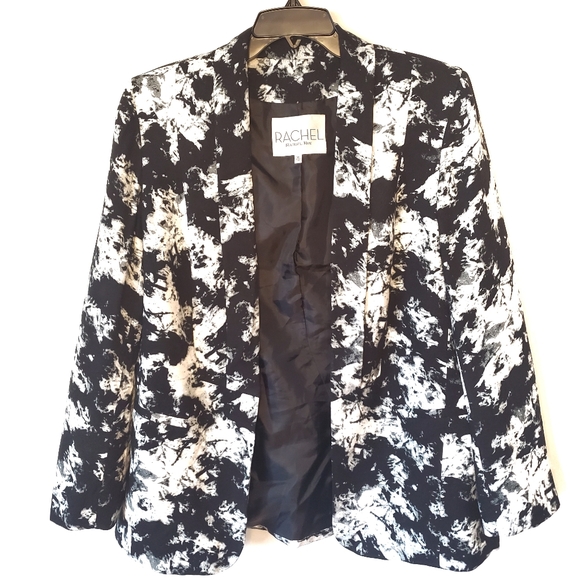 Rachel Roy Black Marblized Print Open Front Blazer - Picture 1 of 8